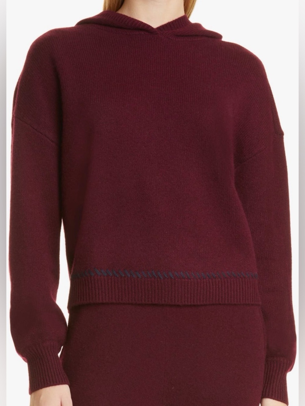 PAIGE Cashmere Hooded Sweater in Cherry Wine size Small